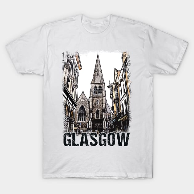 Glasgow City Streets Vintage Travel Poster Series grunge edition 07 T-Shirt by Naumovski